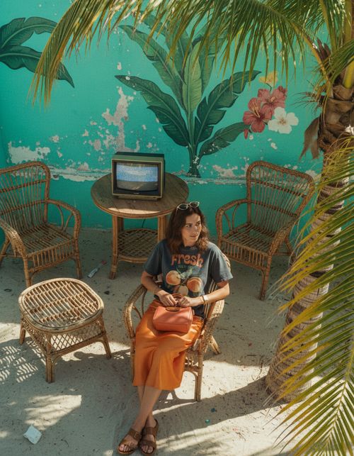 Lifestyle digital persona in a tropical summer setting